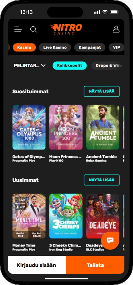 Nitro Casino -kolikkopelit